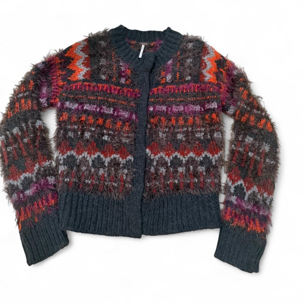Free People Fuzzy Multicolor Cardigan